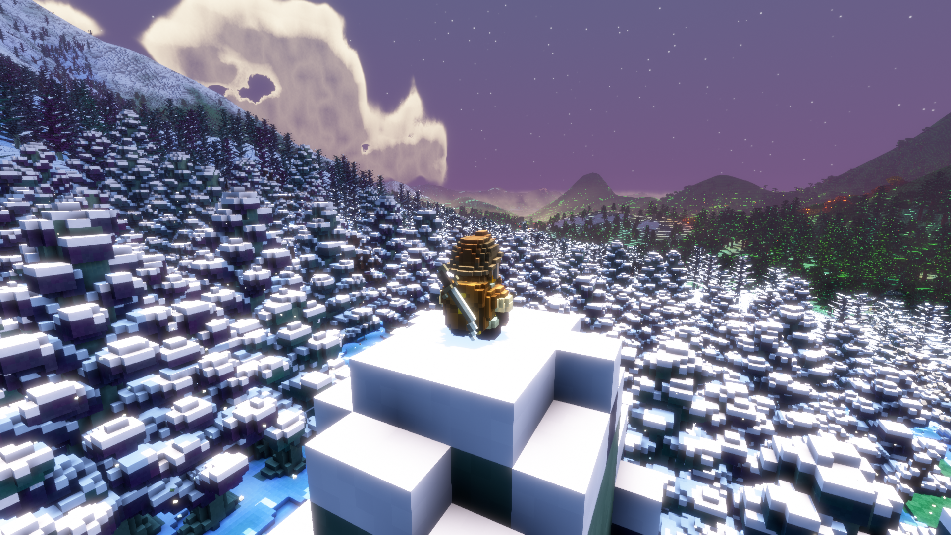 A screenshot demonstrating the high view distance